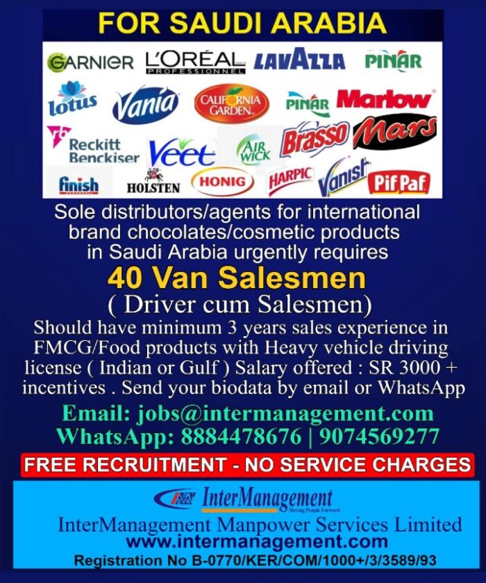 Van salesmen, driver cum salesmen