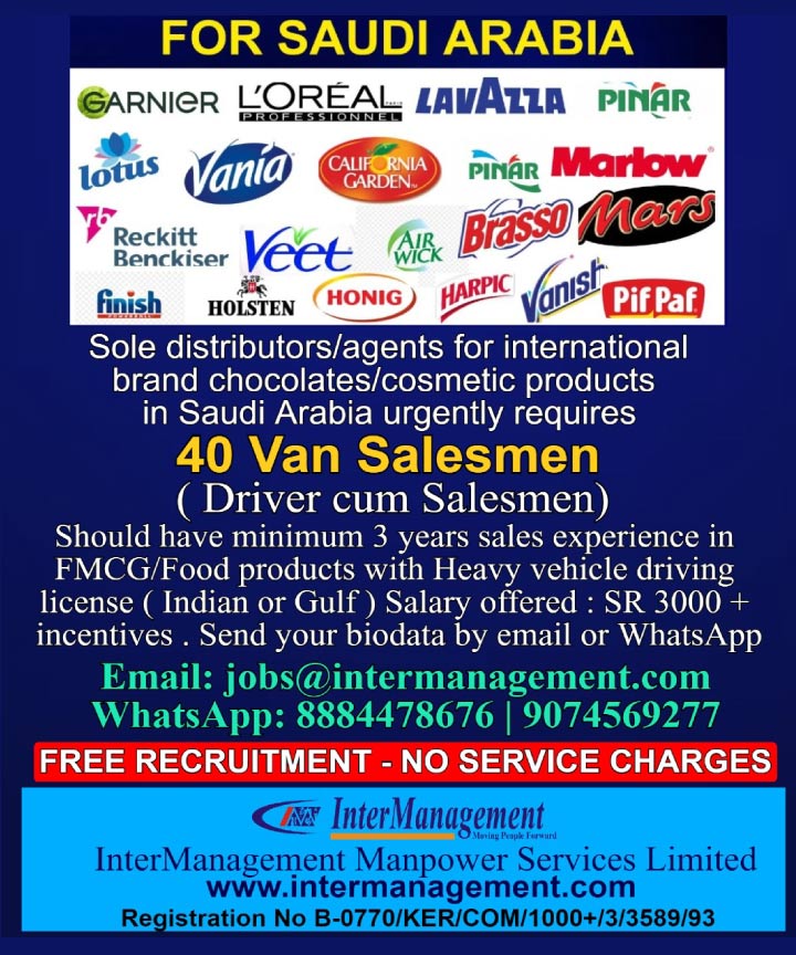 Van salesmen, driver cum salesmen